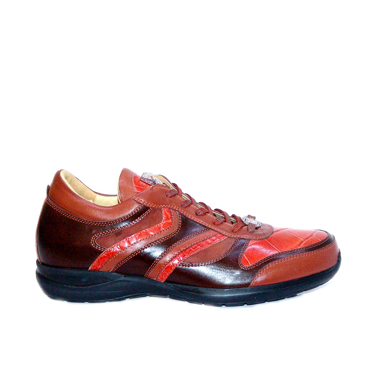 Fennix 3045 Genuine Alligator & Calfskin Two Tone Sneaker - Rust