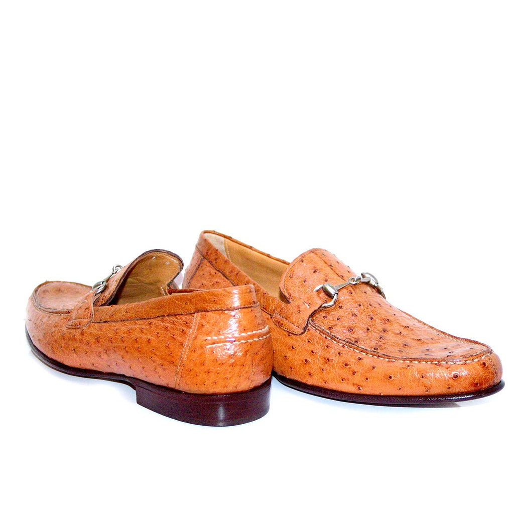Romano Martegani 4825 Genuine Ostrich Bit Buckle Loafer - Tan