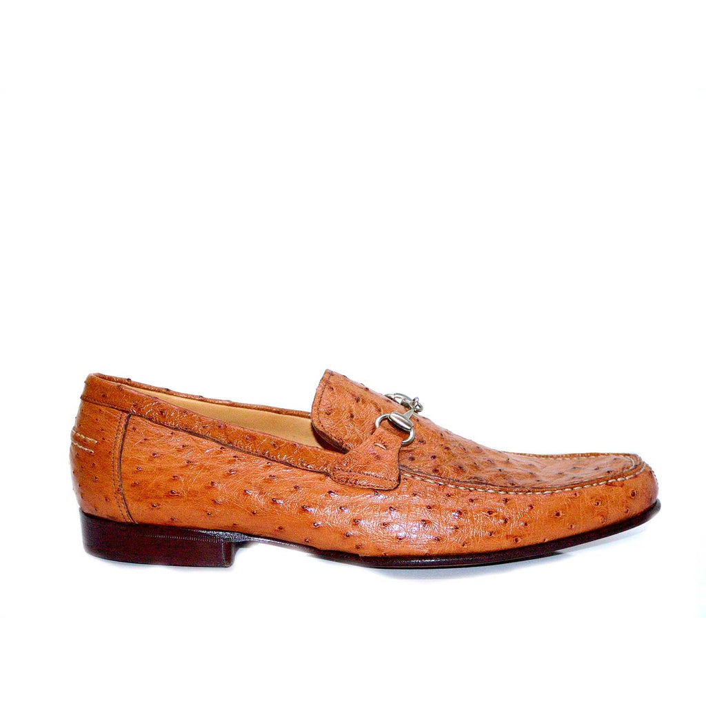 Romano Martegani 4825 Genuine Ostrich Bit Buckle Loafer - Tan
