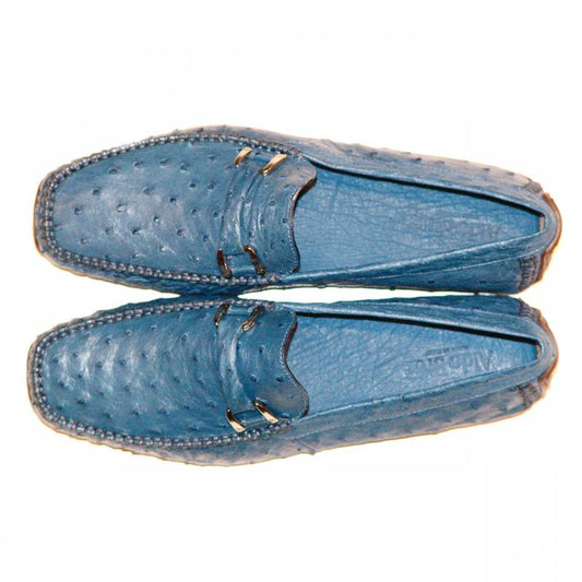 Aldo Brue 105 Genuine Ostrich Bit Driving Shoes - Blue