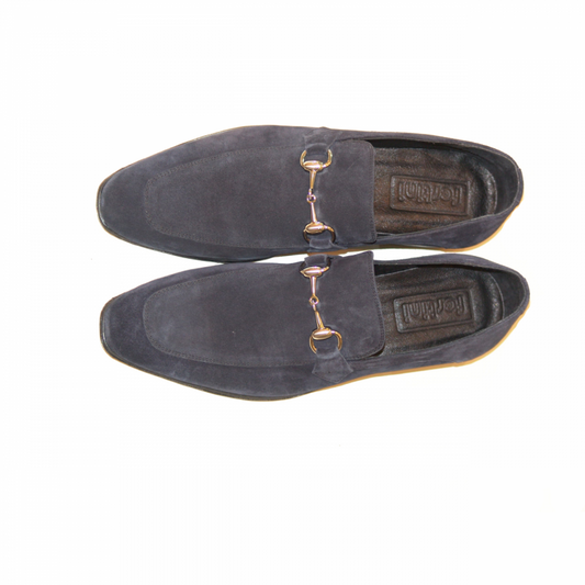 Fertini C152 Classic Suede Buckle Loafer - Navy