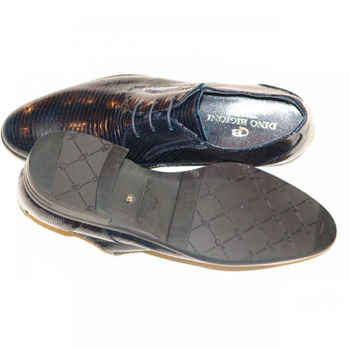 Dino Bigioni Exclusive 13062 Lizard Print Lace Up - Navy 