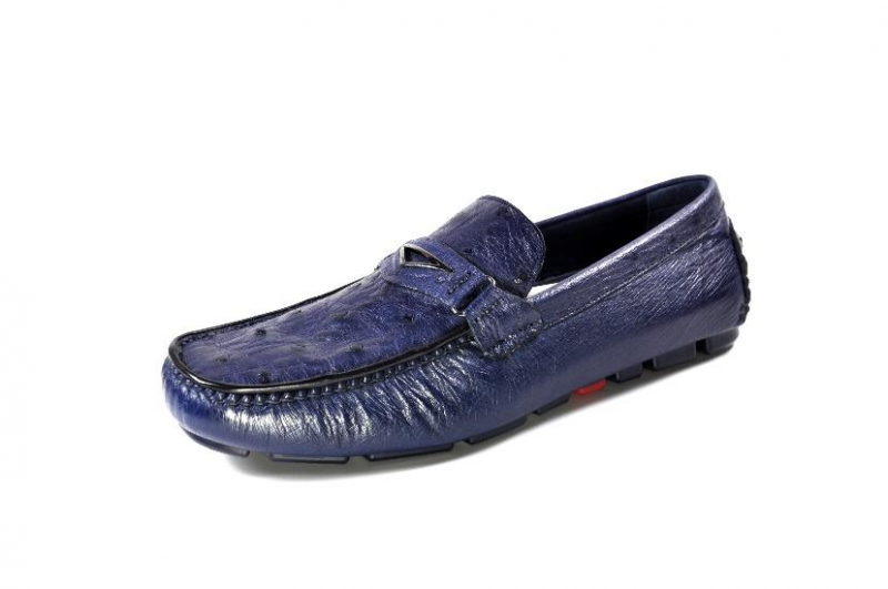 Ugo Vasare Drake Genuine Ostrich Driving Shoes Blue