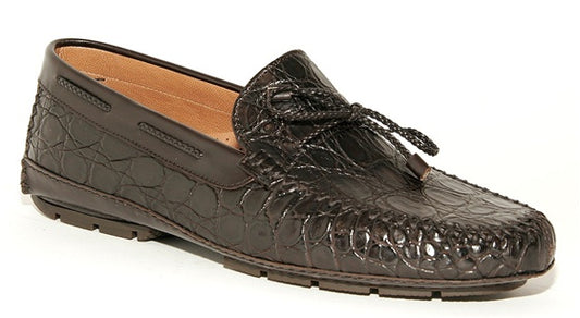Moreschi Esquire Genuine Crocodile Driving Shoes - Brown