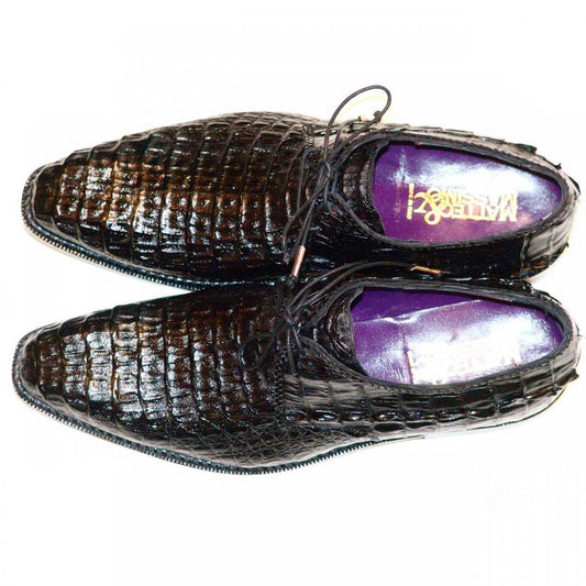 Massimo Matteo George - Genuine Hornback Alligator Lace Up - Black