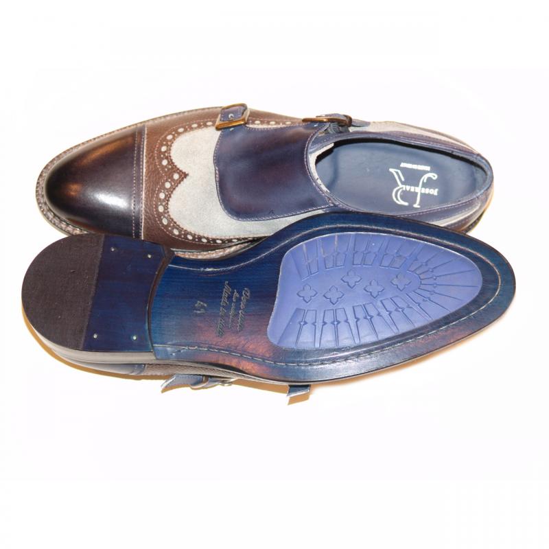 Jose Real 1743 Cap Toe Double Monk Strap - Blue Multi 10 Jose Real 1743 Cap Toe Double Monk Strap - Blue Multi 10