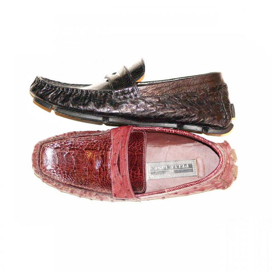 Pelle Line Exclusive Max - Genuine Ostrich Driving Shoes - Burgundy