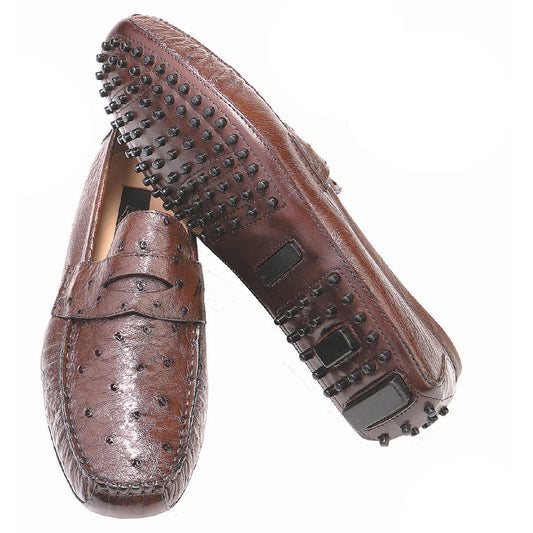 Zelli 805 Genuine Ostrich Quill Penny Drivers - Brown